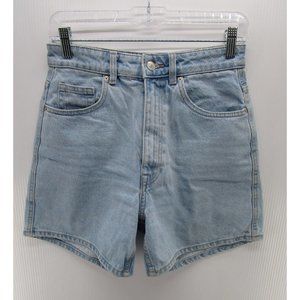 Zara Shorts 4 Mom High Rise Denim Preppy Casual Cotton Light Wash